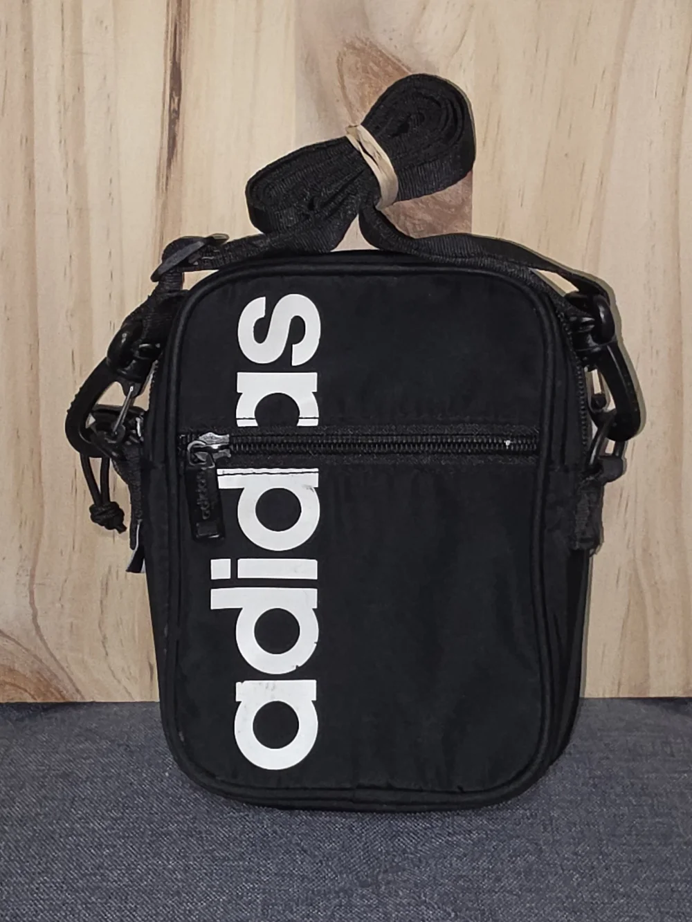 adidas Black Crossbody with White Vertical Logo